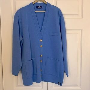 Saint James France 100% wool, blue sweater jacket, gold buttons, 14, vintage